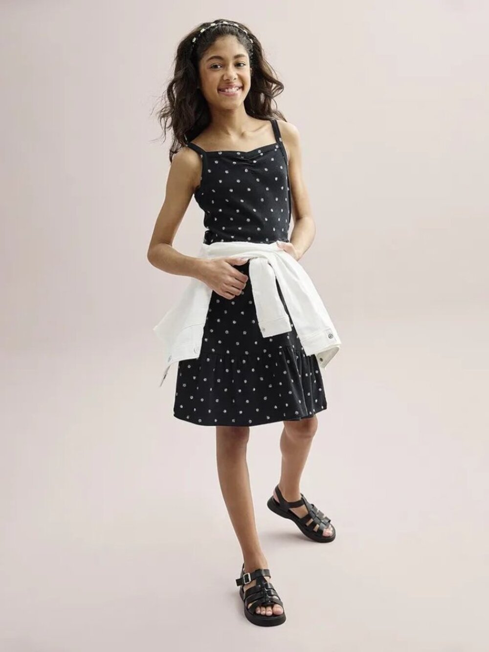 NEW Kohl's Girls Ribbed Tank Dress Black/White